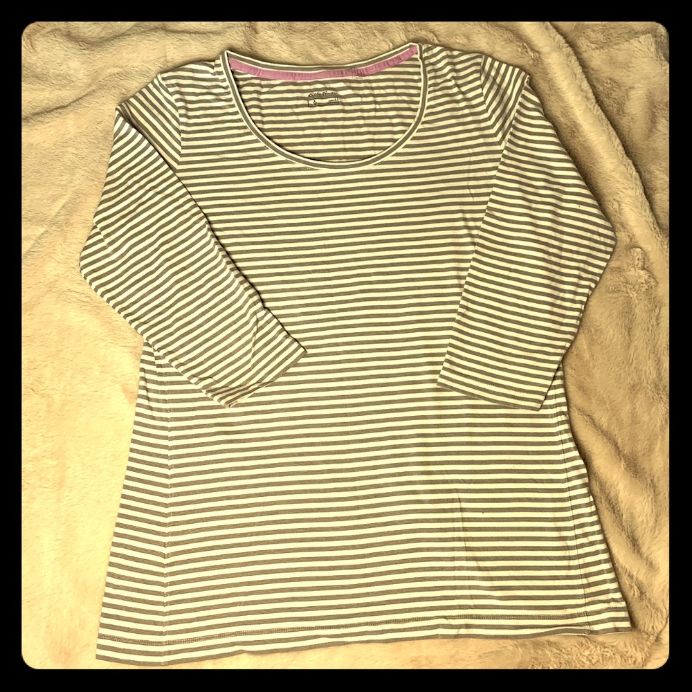 Eddie Bauer 3/4 sleeve grey/white stripe tunic